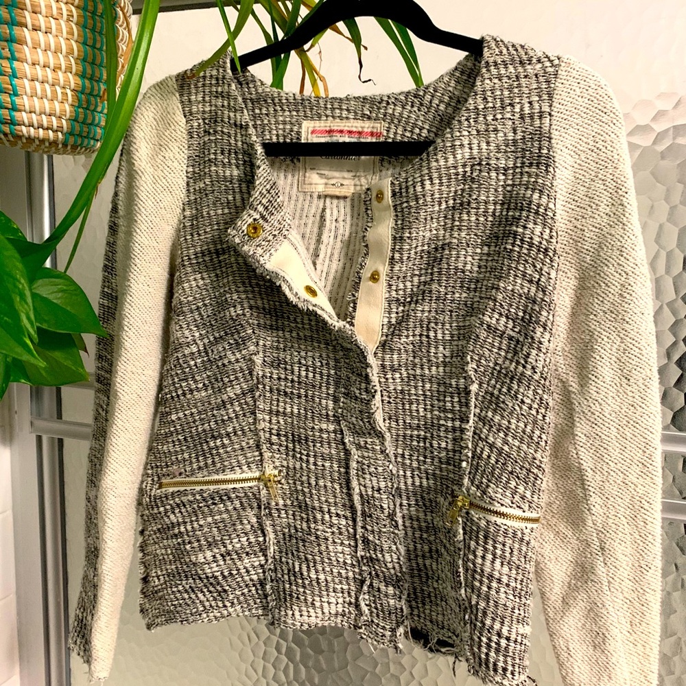 Anthropologie tweed style sweater jacket - size L